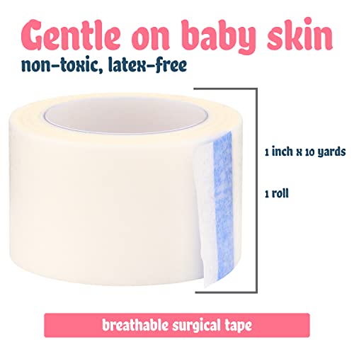 Non Woven Surgical Micropore Medical Paper Tape 10 Yards And 1 Inch Thick Bandage For Baby's Sensitive Skin Baby First Aid Adhesive Micropore Baby Belly Button Tape Breathable Adhesive #TOP1