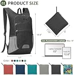 20L Lightweight Hiking Daypack, Foldable Travel Packable Backpack for Men Women for Cycling Camping Outdoor (Black)