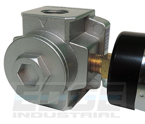 Heavy Duty In-Line Compressed Air Pressure Regulator For Air Compressor, 7 To 215 Psi Adjustable, High Flow Rate, Wall Bracket And Gauge Included (3/4" Npt, 140 Cfm) #TOP3