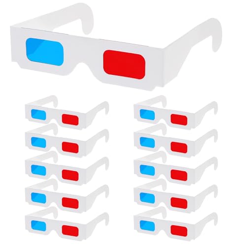 10 Pcs 3D Glasses Red & Blue 3D Glasses for Movies for Movies at Home and TV Cardboard 3 D Paper Eyeglasses for Adults & Kids Lightweight Disposable Design