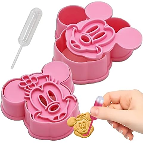 Mickey Minnie Shape Cookie Cutter Mold Set Cookie Cutters for Baking Stamps 2.2" ear to ear, 1.5" mid-face, 1.6" height. 0.8" thick - with a small Pipette Squeeze Dropper Cover
