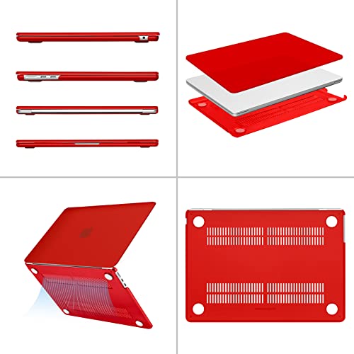 Image of MOSISO Compatible with MacBook Air 13 inch Case M5 2026 M4 2025 M3 M2 2024-2022 A3449 A3240 A3113 A2681, Hard Shell&Keyboard Cover&Screen Film&Type C for MacBook Air 13.6 inch Case, Red