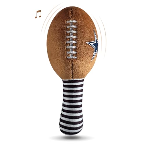 Image of Dallas Cowboys Plush Football Rattle by Smilo - Officially Licensed NFL Baby Rattle Toy - Soft Baby Rattle with Bell - for Babies and Toddlers from 3 Months