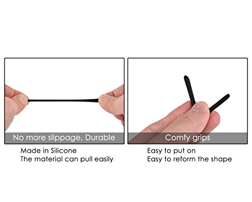 DS. DISTINCTIVE STYLE Eyeglass Metal Frame End Tips 6 Pairs Silicone Ear Sock Pieces Tubes Anti-slip Replacement Glasses Ear Cushion for Thin Metal Eyeglass Legs - Black