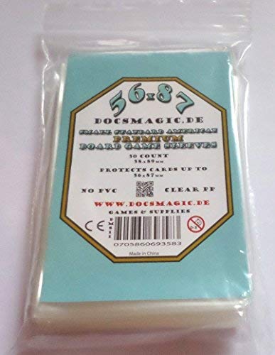 docsmagic.de 50 Premium Small Standard American Board Game Sleeves - 56 x 87 - US - 58 x 89