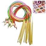 SSyang 12 Stück Bunte Tunesische Häkelnadel Afghan Häkelnadeln Häkelhaken Set, 3-10mm Häkeln Stricken Nadeln Kit Bambus Nadel Tunesische Kunststoff Häkelnadeln Mit Seil Für Weaving Pullover Schals