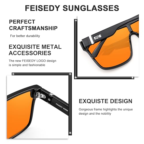 Image of FEISEDY Sunglasses for Women Men, Fashion Mirrored Single Lens Shades