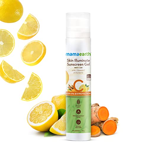 Image of Mamaearth Skin Illuminate Sunscreen with SPF 50 Gel with Vitamin C & Turmeric for UVA & B Protection, Pa+++ | 50 g