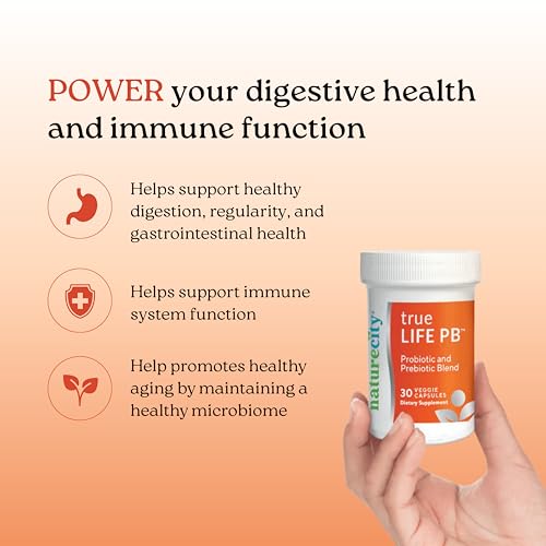 Image of NatureCity True-Life-PB Shelf Stable Blend Prebiotics and Probiotics for Women and Men - Digestive Gut Health Supplements for Women and Men - Dairy Free - (30 Veggie Capsules)