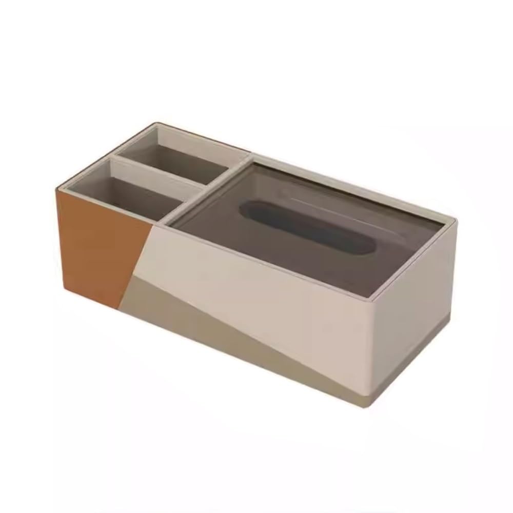 Taschentuchhalter Multifunktionale Taschentuchbox, rechteckig, Kosmetiktuchspender aus PU-Leder, Boxhalter, Couchtisch, Fernbedienungs-Organizer(Orange)