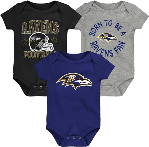 Image of Outerstuff NFL Newborn Infants Born Champion 3 Pack Primary Logo Team Color Creeper Bodysuit Romper Baby Set