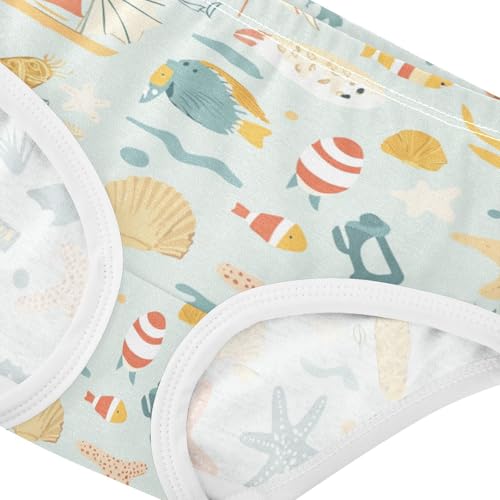 ZZKKO Summer Seaside Cute Girls Underwear Toddler Panties for Girls Comfort Brief Size 2-8T3