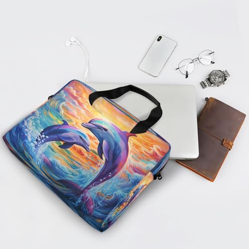 Bolso maletín para laptop con pintura de delfín miniatura 7