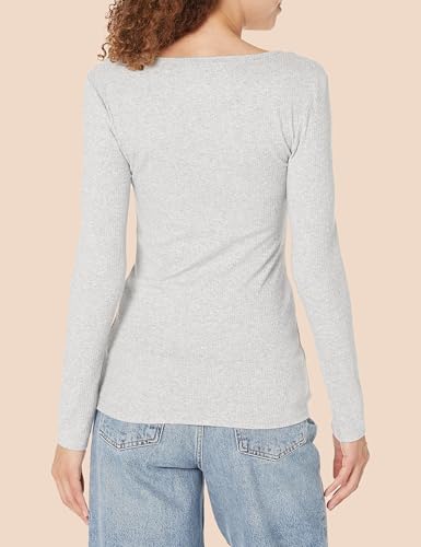 Image of Amazon Essentials Women's Slim-Fit Long Sleeve V-Neck Knit Rib Shirts, Pack of 2