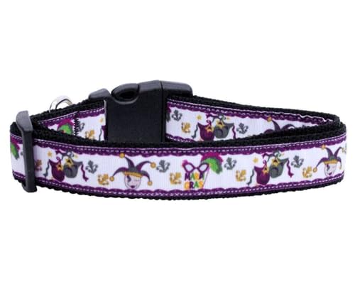 Pet Dog & Cat Nylon Collar or Leash, 'Mardi Gras' LG Collar