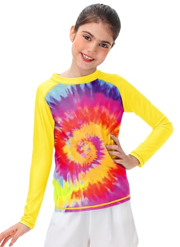 Image of Remimi Unisex Kids Rash Guard Long Sleeve SPF 50+ Tie Dye Sun Shirt 3-12 Years