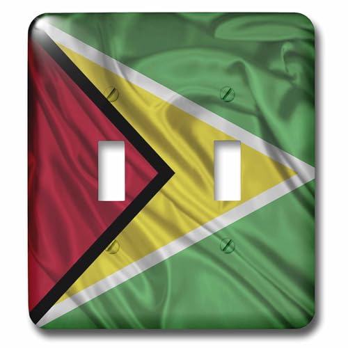 Interruptor multicolor diseño de la bandera de Guyana con placa resistente 3dRose 2
