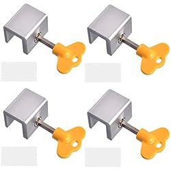 Cerradura para Ventana Corredera, Cerradura de Seguridad para Ventana Corredera Ajustable con llave, Apto Para Ventanas, 4 Piezas