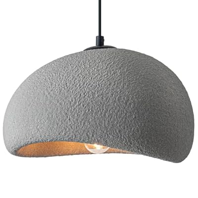 BESTWEST 11.8 inch Wabi Sabi Pendant Light Modern Japanese Ceiling Fixture for Dining Room Kitchen Island Hallway, Gray E26 Base Hanging Lamp (30cm/11.8in)