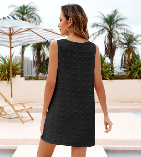 IHOT Women's Casual Summer Sun Dresses Swiss Polka Dot Beach Cover Up V Neck Sleeveless Tank Dress with Pockets4
