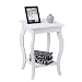 Giantex End Table 16" W/Storage & Shelf Curved Legs Home Furniture for Living Room Accent Sofa Side Table Nightstand, White (1)