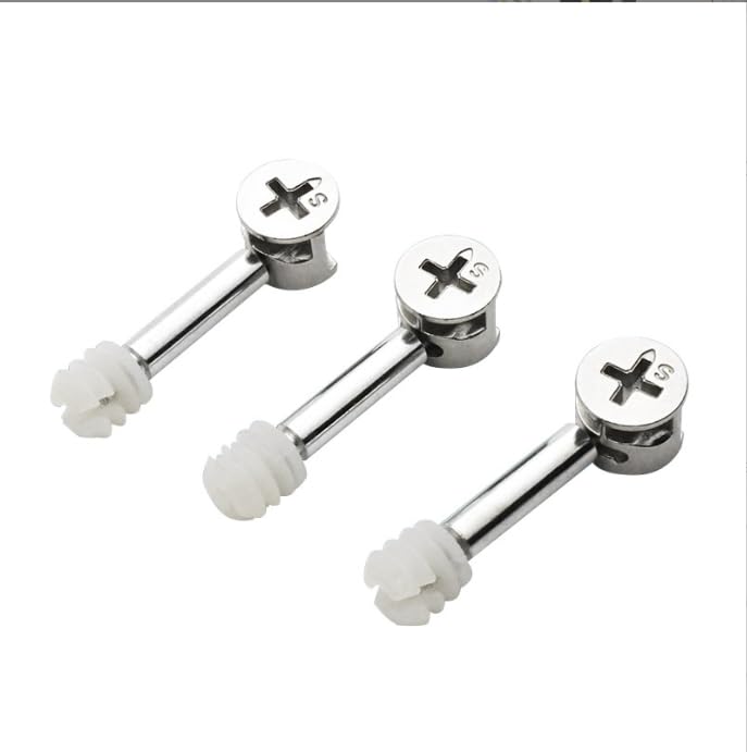 Enhance Furniture Stability with 3-in-1 Screw Connector, Quick and Easy Assembly Parts, Iron Construction, Silver