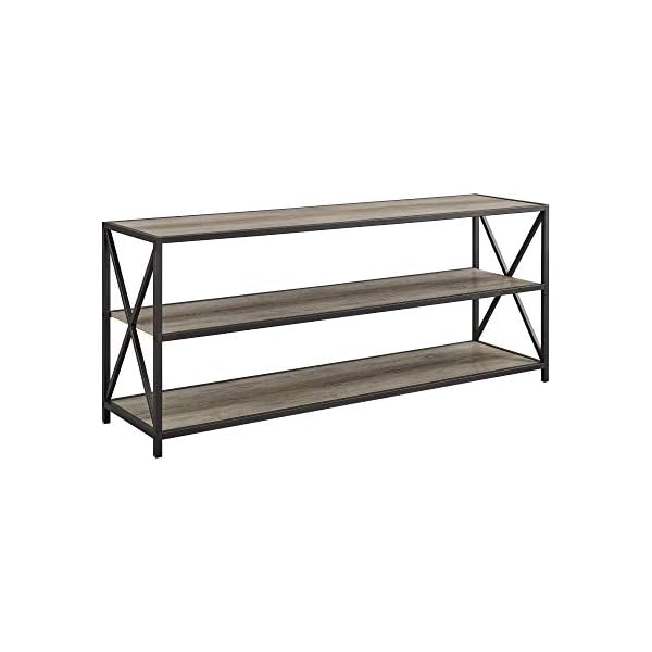 Eden Bridge Designs Bookshelf, Metal Frame, Grey Wash, 60 Inches, Storage organiser, Multi-Functional Home office Furniture - Image 4