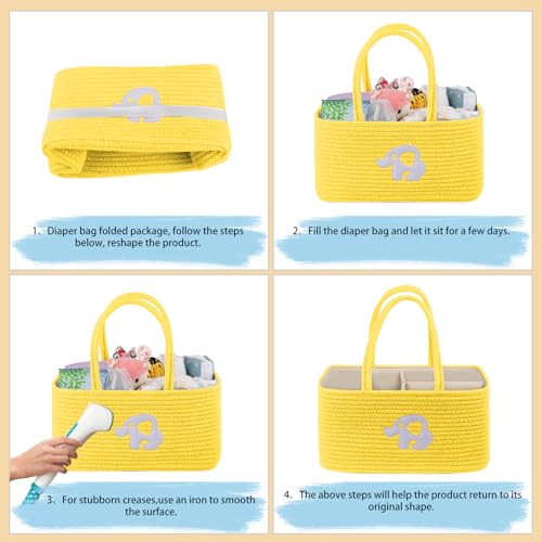 Image of OIAHOMY Diaper Caddy Organizer for Baby, Portable Baby Basket with Handles, Baby Gift Basket for Newborn, Diaper storage Organizer for Changing Table and Car