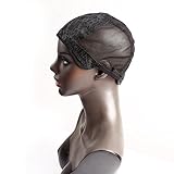 Bella Hair Glueless Wig Caps for Women Making Wig with Combs and Adjustable Straps Swiss Lace Black Medium Size