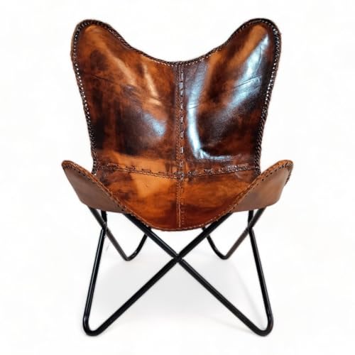 Sillón Mariposa Plegable Cuero Marrón miniatura 4