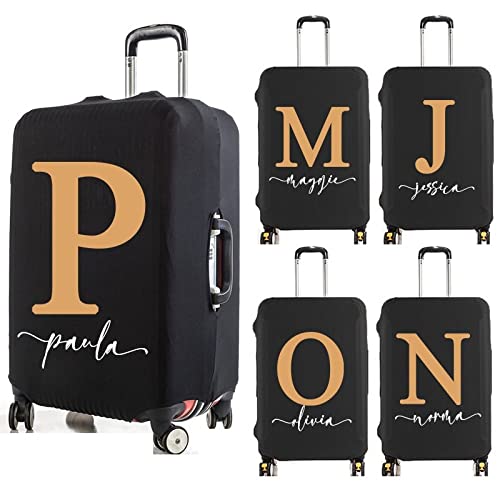 Personalized Name Luggage Cover Simple Gold Initials Letter Suitcase Cover Washable Suitcase Protector Cover Fits 18-32 Inch Travel Trolley,M