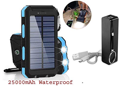 Bundle Pack Best Gift 25,000mAh Solar Charger & Power Bank, Portable Dual USB Battery Cargador External Pack Backup…