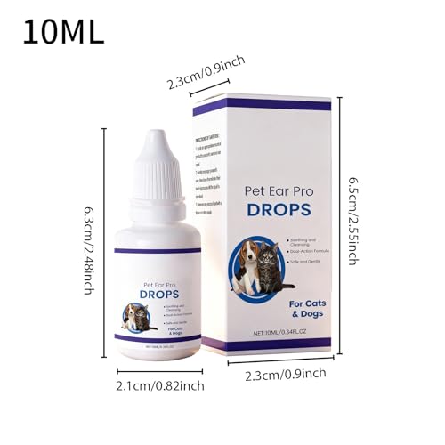 Ohrentropfen Für Hunde,10ml natürliche juckreizlindernde Tiefenreinigung | Ohrenspülung Tropfen Zur Juckreizlinderung - Für Pflege Bei Rötung Schwellung Geruch Ohrenschmalz Bei Welpen Kätzchen
