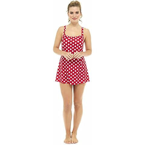 Ladies Retro Red Polka Dot Swimdress Cover