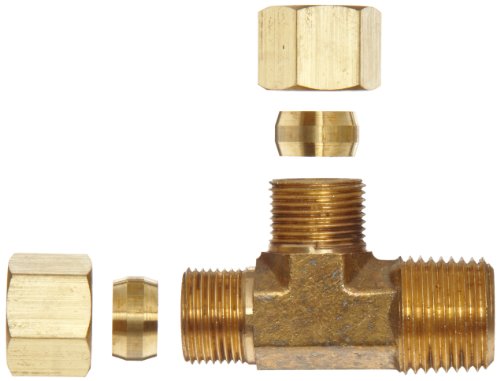 Anderson Metals Brass Tube Fitting, Tee, 3/8" Compression x 1/8" Side Male Pipe