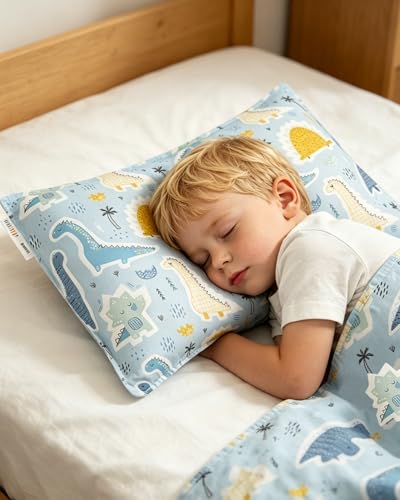 Image of ALVABABY Toddler Pillowcases 2 Pack Organic Cotton Fit 13 inchx 18 inch or 12 inchx16 inch Kids Pillow Cover Envelope for Girl Boy Travel 2TPW16-DA