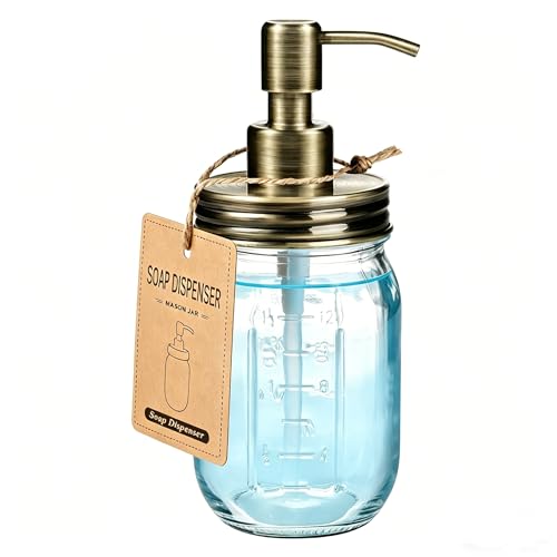 Image of Amolliar Mason Jar Liquid Soap Dispenser, Lotion Dispenser, Brass 1 Pack