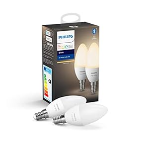 Philips Hue Kaarslamp 2-Pack – E14 – Duurzame LED Verlichting – Warmwit Licht – Dimbaar – Verbind met Bluetooth of Hue…