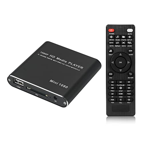 ZXNQ Reproductor Multimedia para TV HDMI con Control Remoto Soporta Unidad Flash USB Tarjeta SD/SDHC Disco Duro Externo de 2TB,Negro