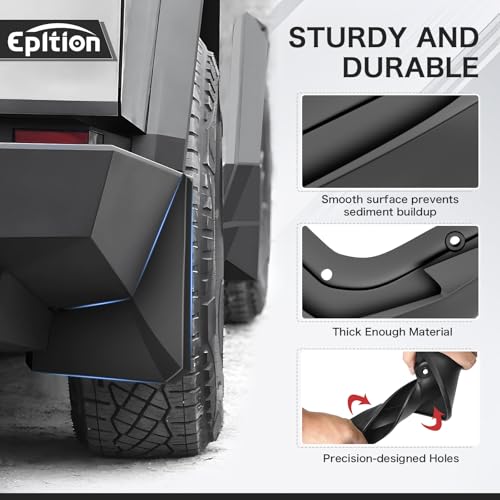 Image of 2025 Upgraded Custom Fit for Tesla Cybertruck 2023 2024 2025 Flexible Mud Flaps TPE Splash Guards (No Drilling) 3D All Weather Mudflaps with Hardware Accessories,Set of 4PCS, Front and Rear