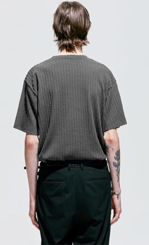 Image of Zilcon Mens Fashion Cotton Jacquard Oversized Tshirt for Men Stylish Crewneck Solid T-Shirt Casual Plain Shirts Men Tshirt