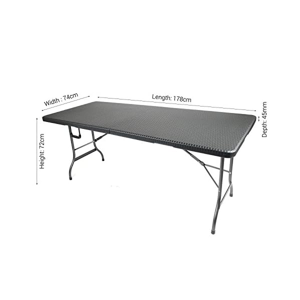 CHRISTOW Rattan Effect Folding Table 6ft Rectangular Black Garden Outdoor Dining - Image 9