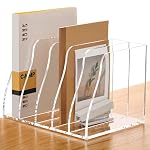 SANRUI Acrylic Magazine File Holder Desk Organizer, Clear 5 Compartments