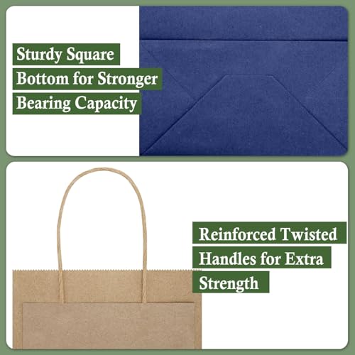 Image of RanGit Bhumi Gift Bag (Blue)- 50pcs 8x10x4 in Small Paper Bags for Corporate event, Party Favor Goodie Bag, Craft Paper Return Gifting Covers I Disposable Recyclable (Small- Blue, Pack of 50)