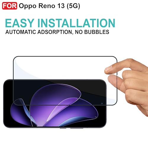Image of CEDO Tempered Glass for Oppo Reno 13 (5G) | Screen Protector Full HD Quality Tempered Glass Anti-Scratch Edge to Edge Coverage with Easy Installation Kit (Black)