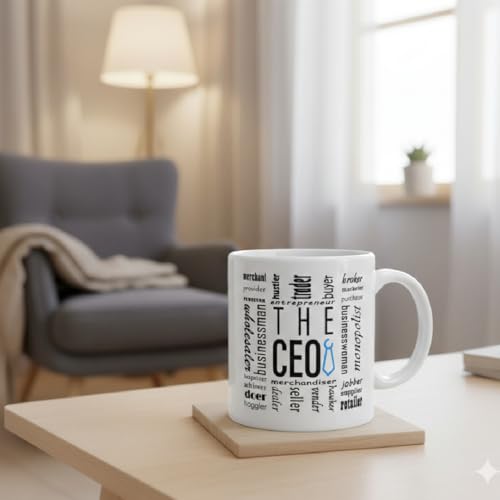 Taza de Café Estilizada THE CEO de Vidrio 11 oz Blanco miniatura 7