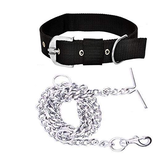 PSK PET MART Dog Belt Combo of 1.5 inch Nylon Collar with Heavy Dog Chain 1.5m Lengthy Dog Collar Chain,(Black) (B08K7HDKQ4) Amazon Price History, Amazon Price Tracker