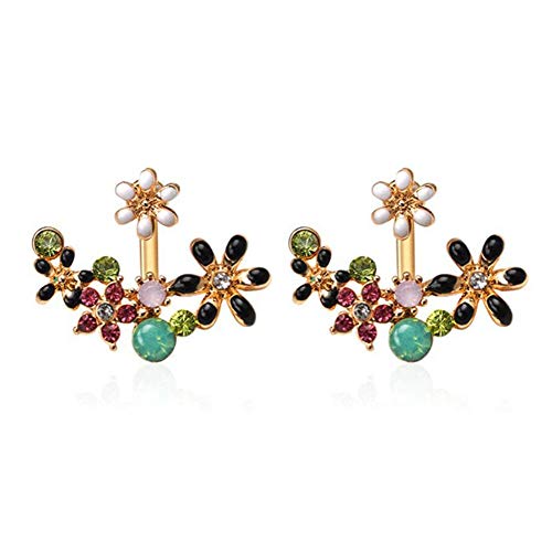 Flower Ear Jacket Earrings for Women Flower Cluster Ear Cuff Ear Jacket Front Back Ear Cuffs Stud Earring