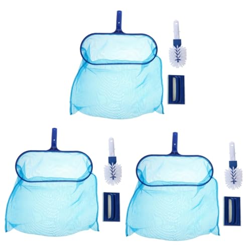 Milisten 3 Juegos Red de Hojas de Piscina Red recogehojas Piscina Limpieza Piscina Bomba Equipo Estanque Bien bañera Kit de Skimmer de Piscina rastrillo de Hojas de Piscina el plastico Blue