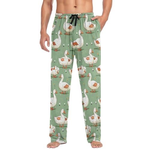 Men’s Cute Ducks Pajama Pants with Pockets, Comfortable Lounge Sleep Bottoms#3793